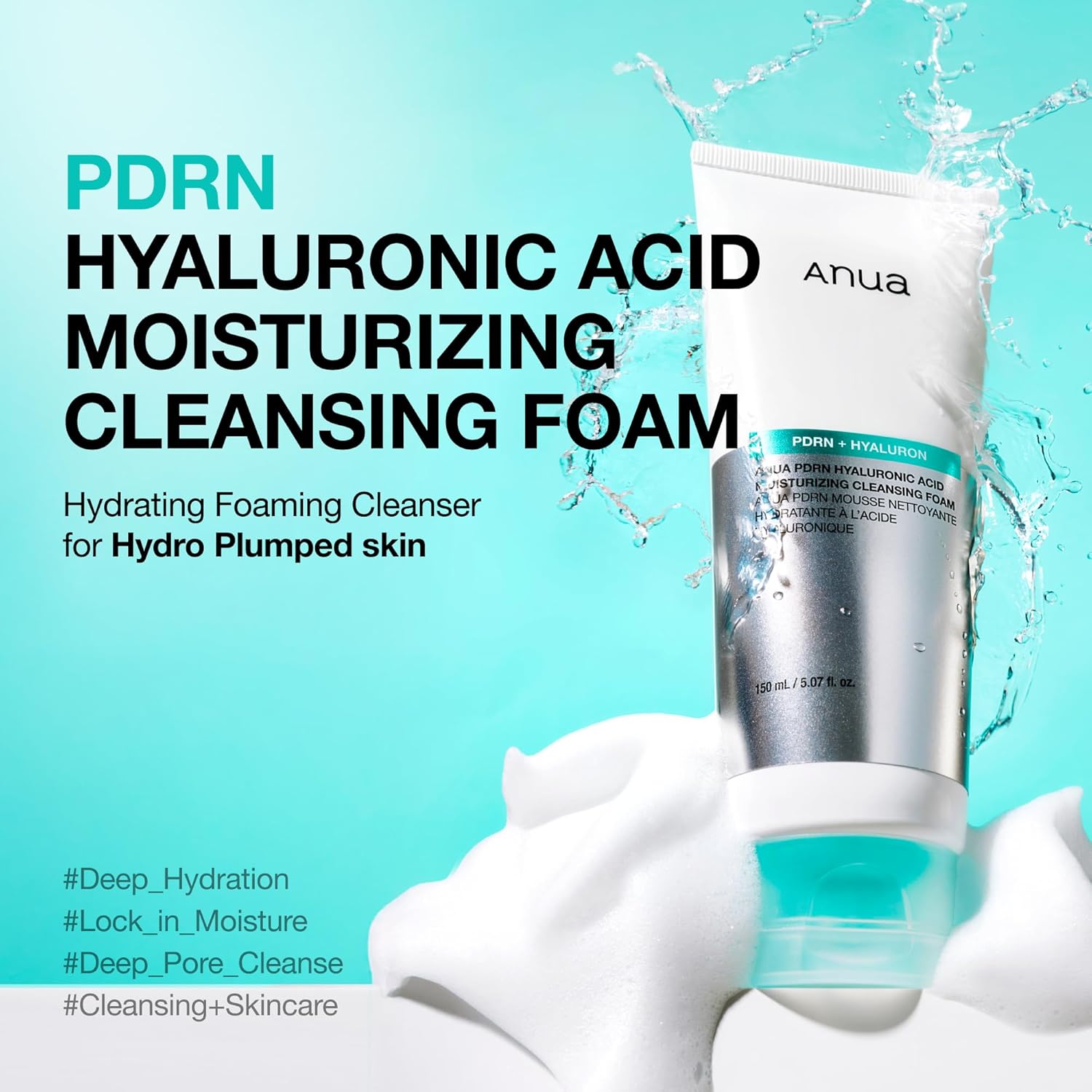 Anua PDRN Hyaluronic Acid Moisturizing Cleansing Foam 150ml moisturising cleansing foam