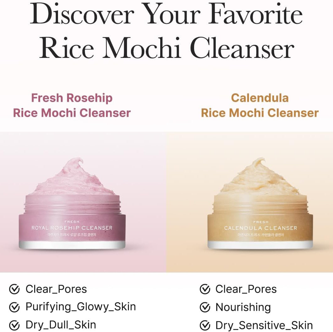 Arencia Fresh Cleanser Discovery Kit 15g - 6pc featuring Royal Rosehip and Calendula Rice Mochi Cleansers for glowing, nourished and sensitive skin.