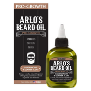 Arlo's Beard Oil Pro-Growth Sandalwood & Leather Scent 75ml (2.5 fl oz) to hydrate, soften and tame facial hair while promoting thicker, healthier beard growth.