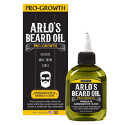 Arlo's Beard Oil - Pro-Growth Sandalwood & Vanilla Scent 2.5oz natural beard growth oil with black castor oil to soothe skin, soften facial hair, tame flyaways and add healthy shine.