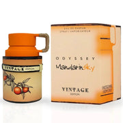 Armaf Odyssey Mandarin Sky Vintage Edition Eau De Parfum 100ml box and bottle on a white background