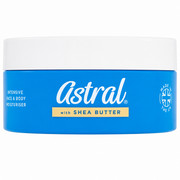 Astral Intensive Face and Body Moisturiser with Shea Butter 200ml blue tub, a dermatologically tested hydrating cream for soft, smooth skin