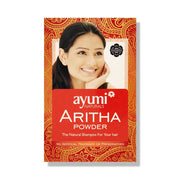 Ayumi Aritha Powder 100g natural herbal shampoo made from reetha for gently cleansing hair, removing excess oil, and promoting healthy, shiny hair.