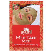 Ayumi Multani Mati Powder 100g natural Fuller’s Earth clay face mask that deeply cleanses pores, absorbs excess oil, and refreshes skin.