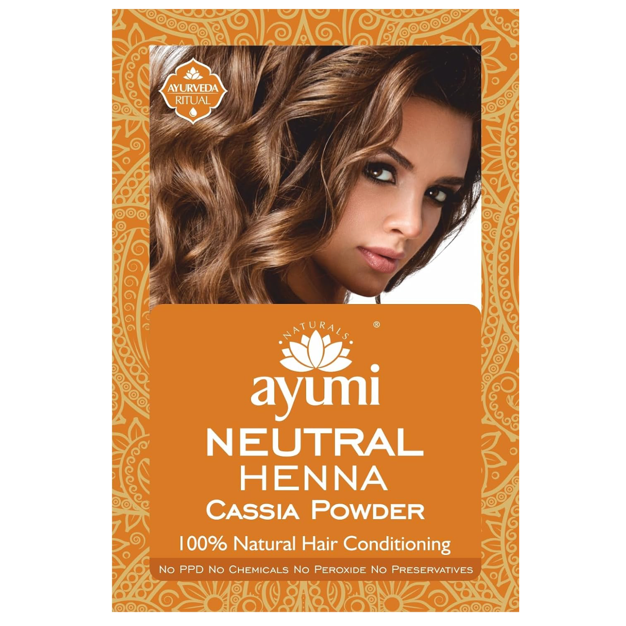 Ayumi Neutral Henna Cassia Powder 100g natural hair conditioning treatment that strengthens, softens, and adds shine without changing hair colour.