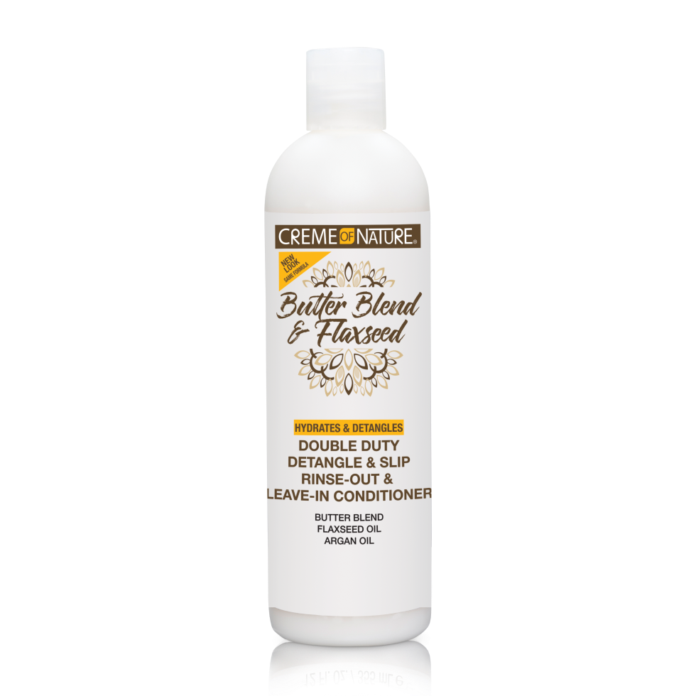 Creme of Nature Butter Blend & Flaxseed Double Duty Detangle & Slip Rinse-Out & Leave-In Conditioner 12oz