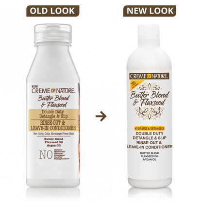 Creme of Nature Butter Blend &amp; Flaxseed Double Duty Detangle &amp; Slip Rinse-Out &amp; Leave-In Conditioner 12oz