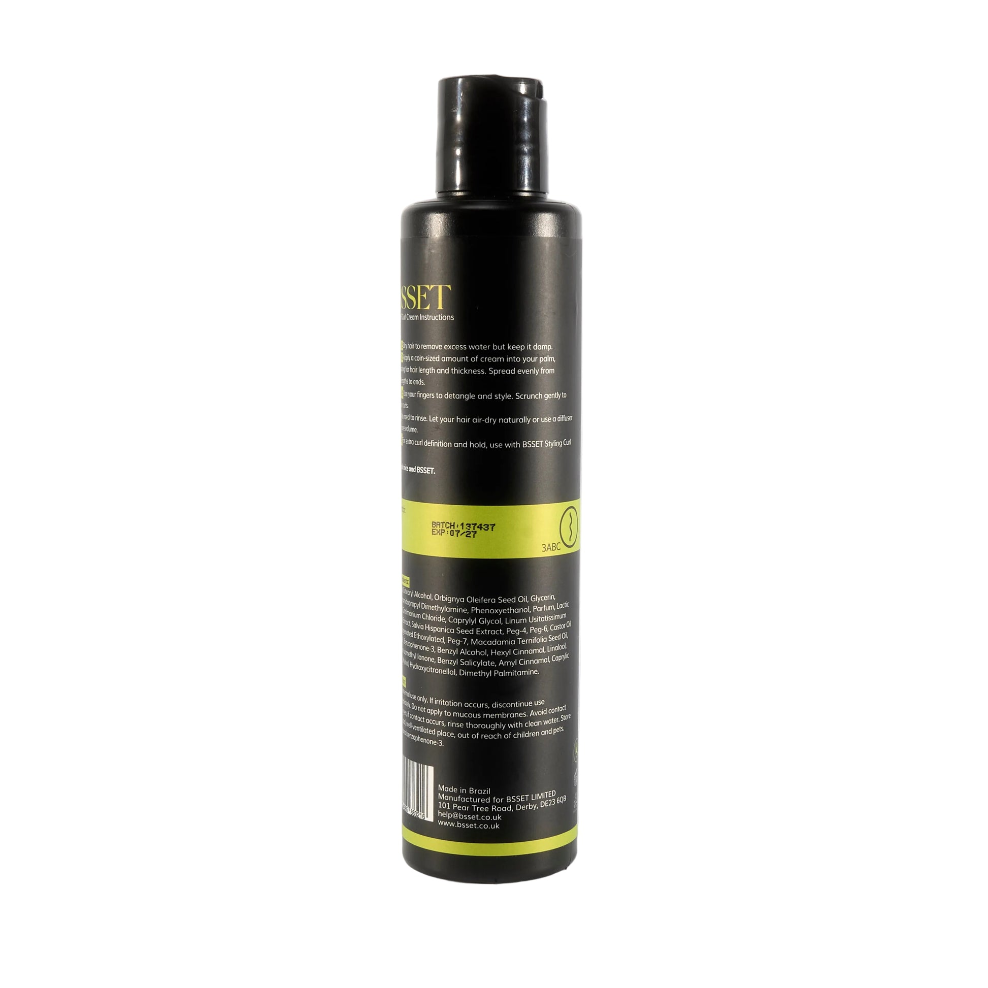 BSSET Curly Curl Cream 300ml back of product