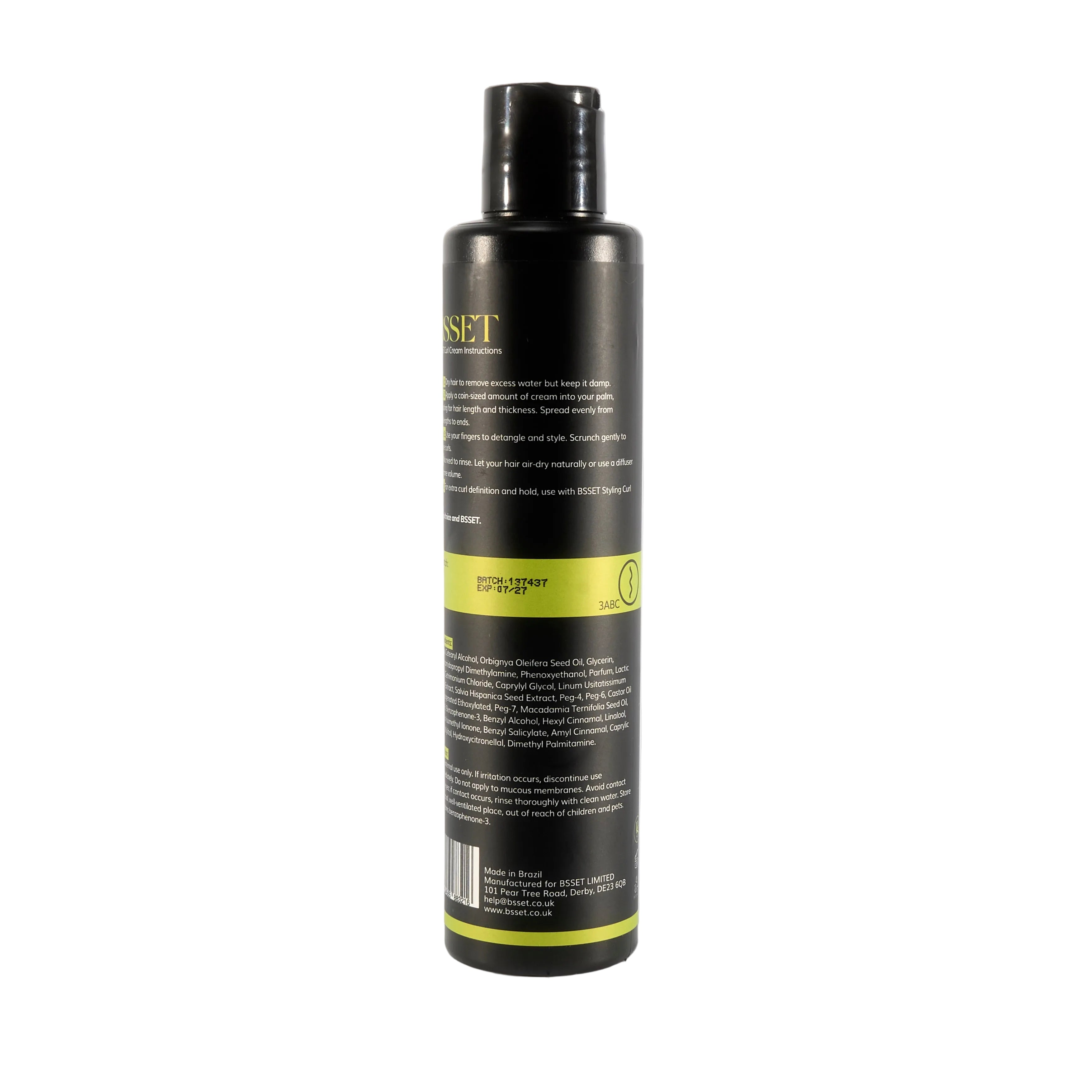 BSSET Curly Curl Cream 300ml back of product
