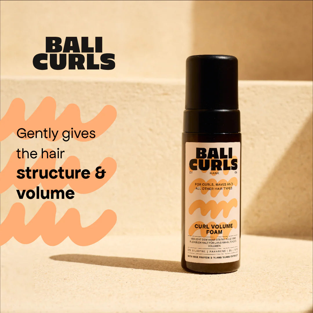 Bali curls volume foam set in a summer background 