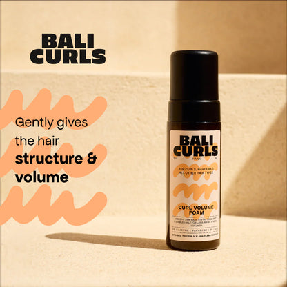 Bali curls volume foam set in a summer background 
