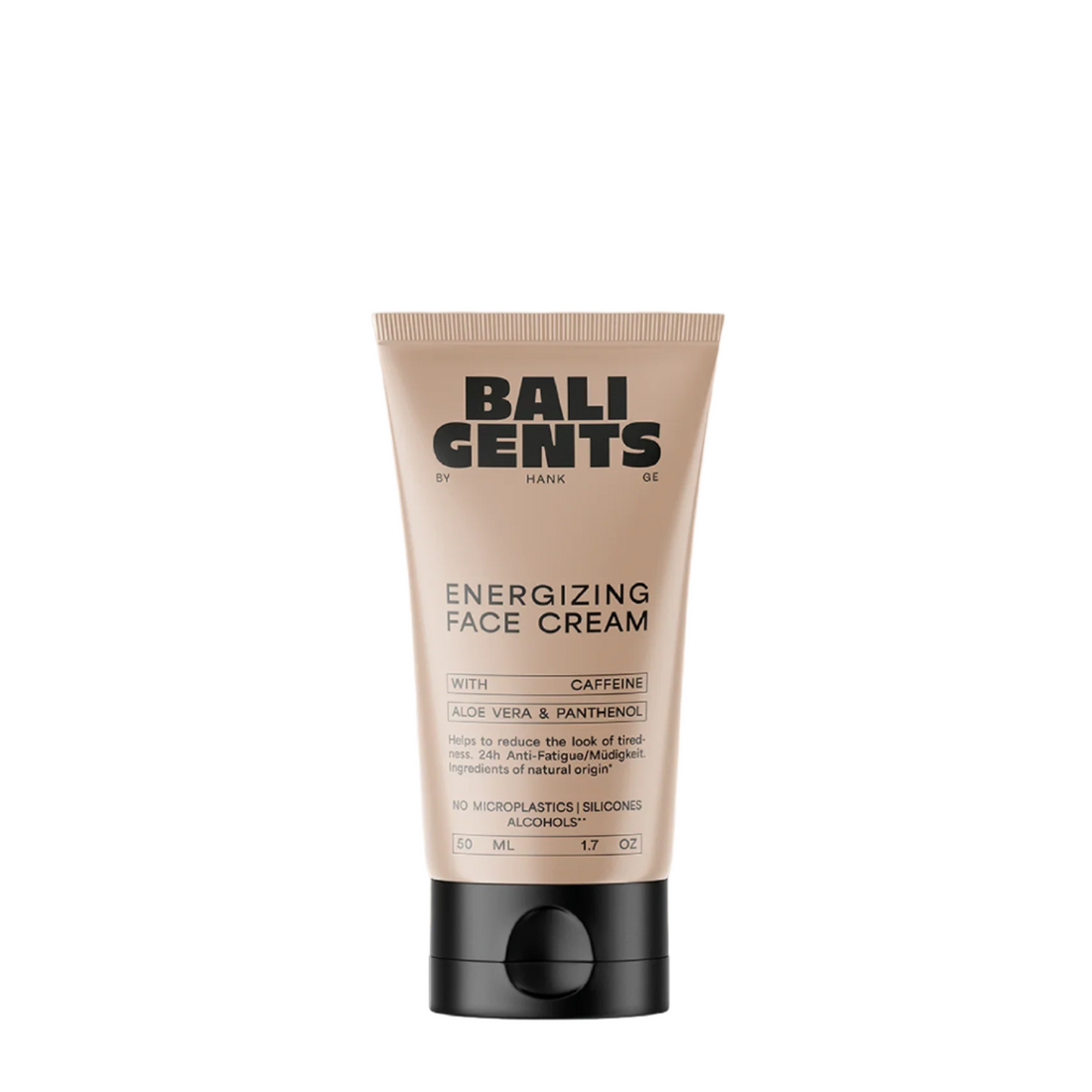 Bali Gents Energizing Face Cream tube on a beige background