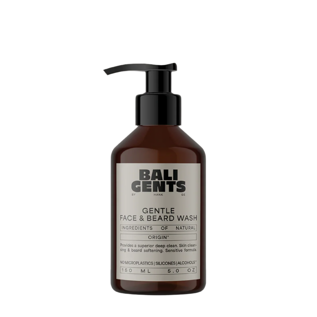 Bottle of Bali Gents Gentle Face &amp; Beard Wash on a white background