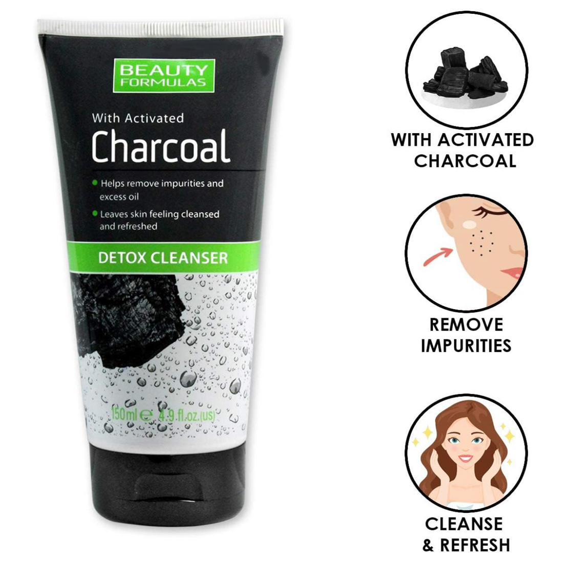 Beauty Formulas Activated Charcoal Detox Cleanser 150ml benefits