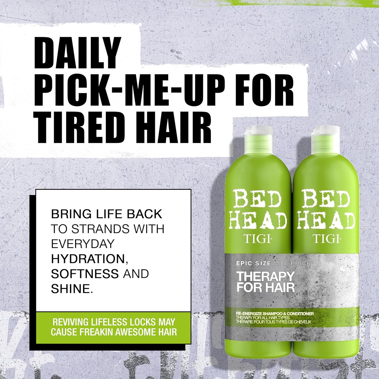 Bed Head by TIGI Re-Energize Shampoo &amp; Conditioner Set (2x750ml)