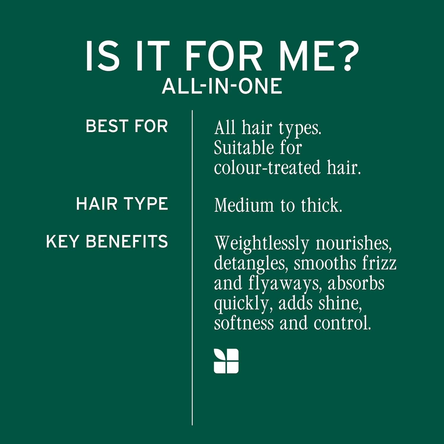 Biolage Professional All-In-One Multi-Benefit Oil 100ml suitable for all hair types, delivering lightweight nourishment, frizz control, shine and softness.