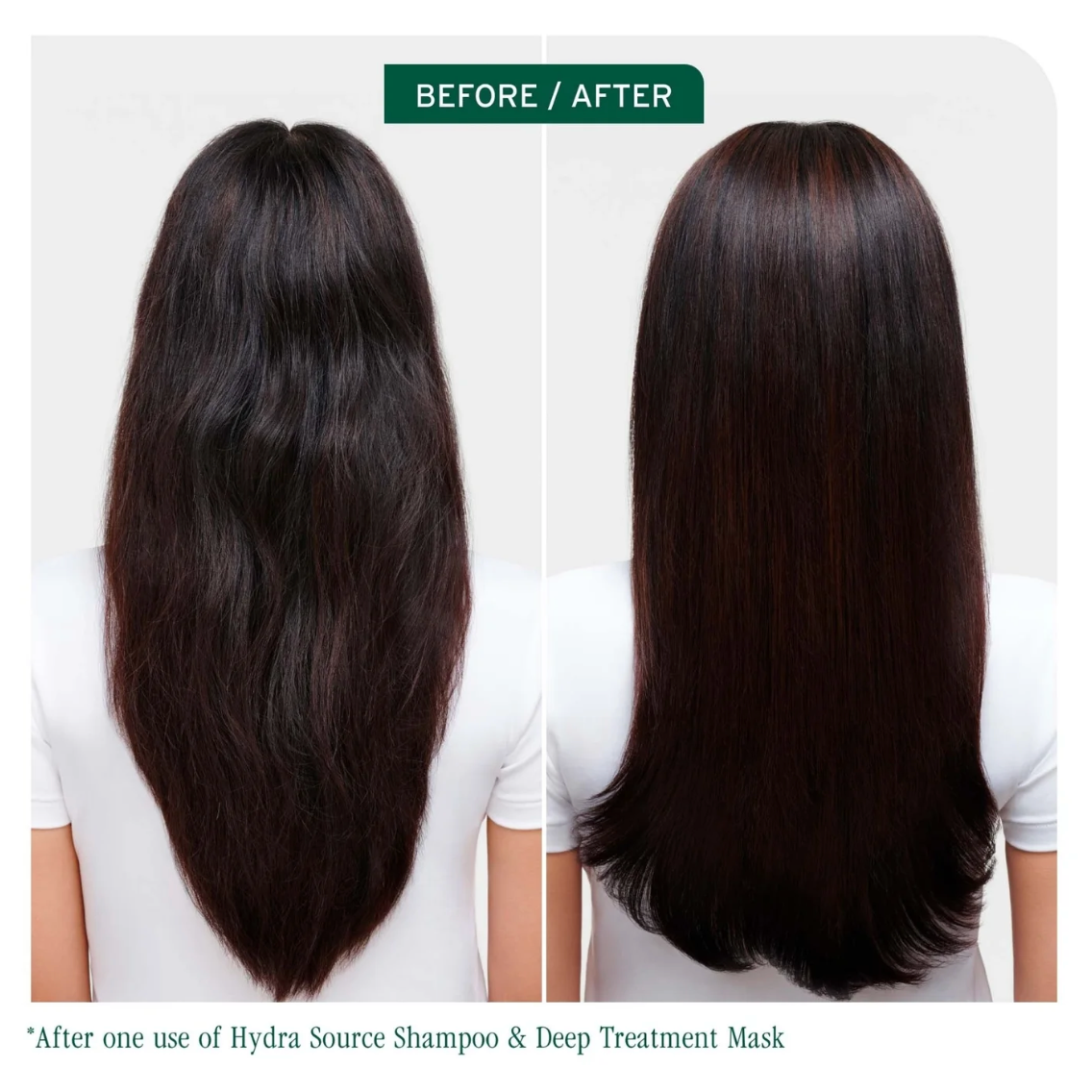 Biolage Professional Hydra Source Deep Treatment Pack 100ml before and after using shampoo and mask