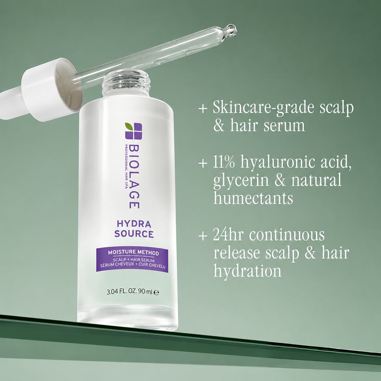 Biolage Hydra Source Moisture Method Serum with hyaluronic acid and glycerin for 24-hour scalp and hair hydration