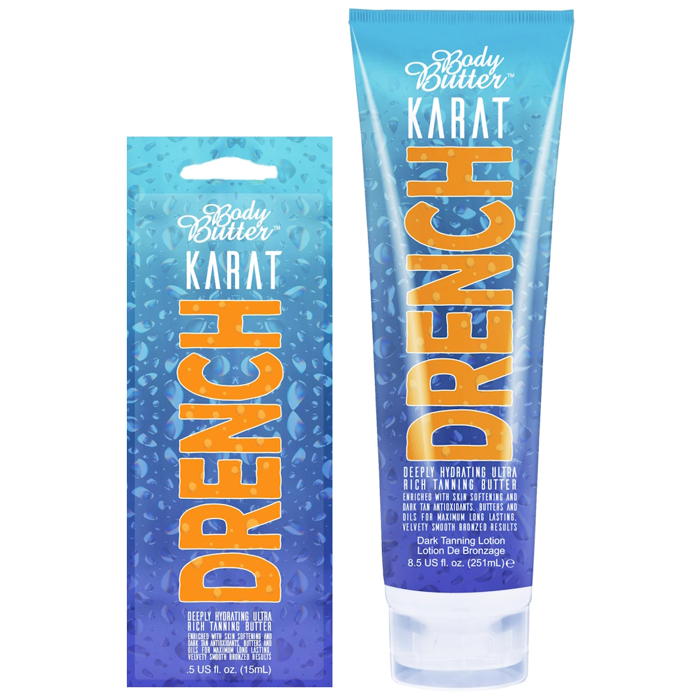 Body Butter Karat Drench Deeply Hydrating Ultra Rich Tanning Butter available in 15ml sachet and 251ml tube at Kiyo Beauty