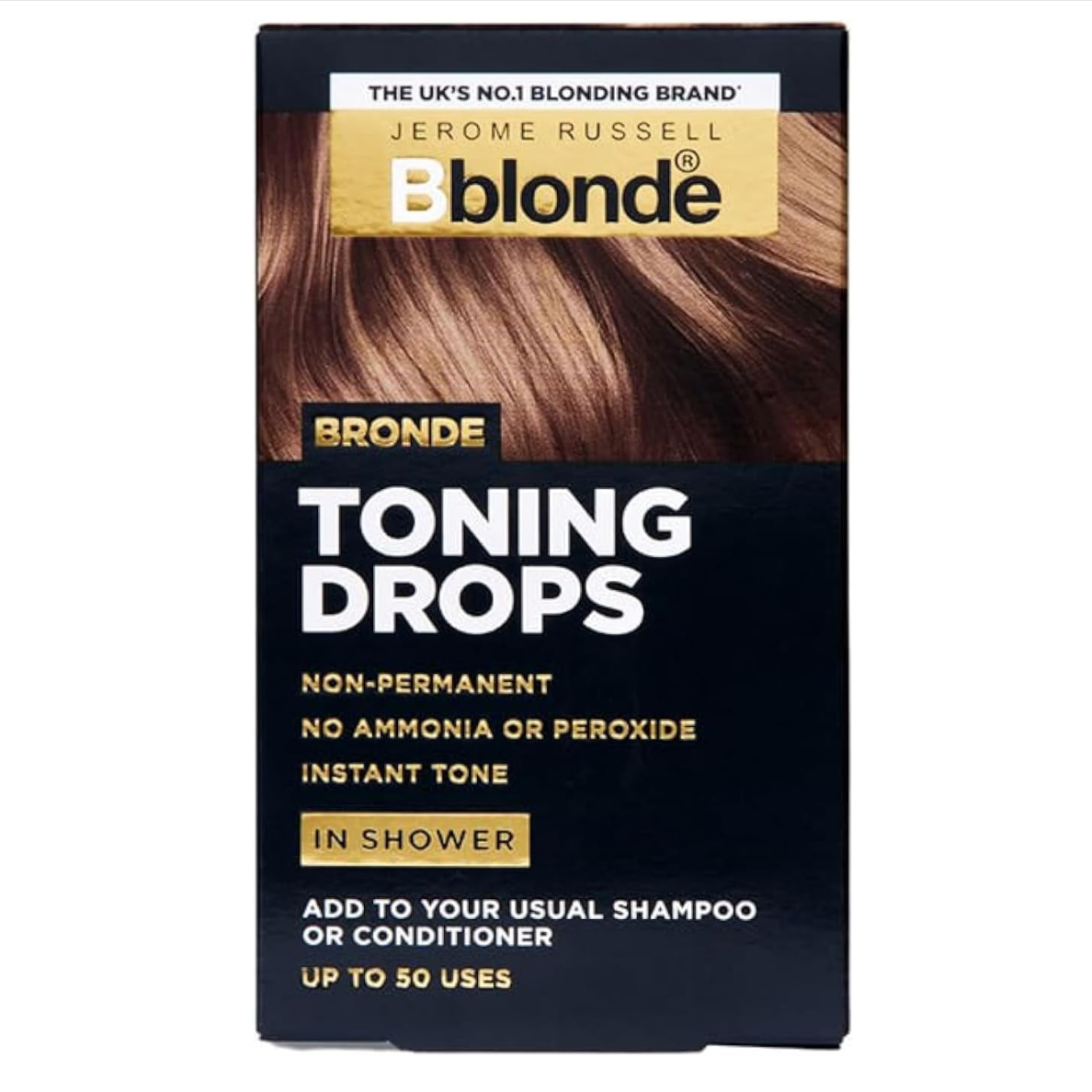 Jerome Russell Bblonde Toning Drops 50ml retail box packaging on a clean white background 