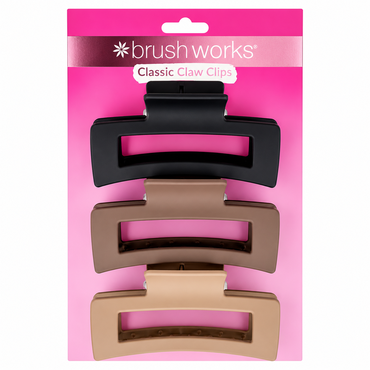 Brushworks Classic Claw Clips - 3 Pack