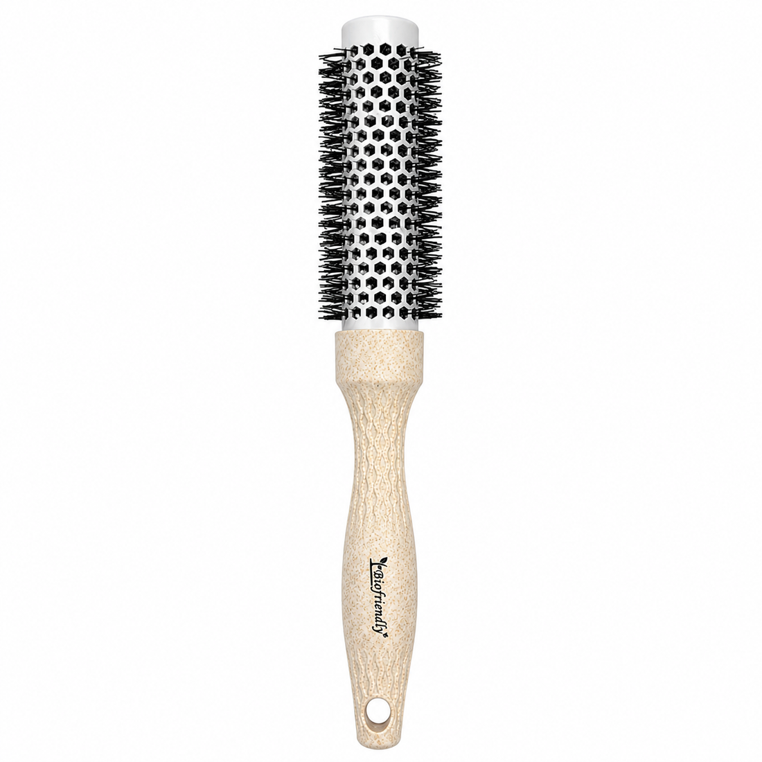 CS Beauty Eco Friendly Ceramic Radial Brush Beige with natural-look handle – sustainable styling brush for blow drying, volume and salon-quality results.
