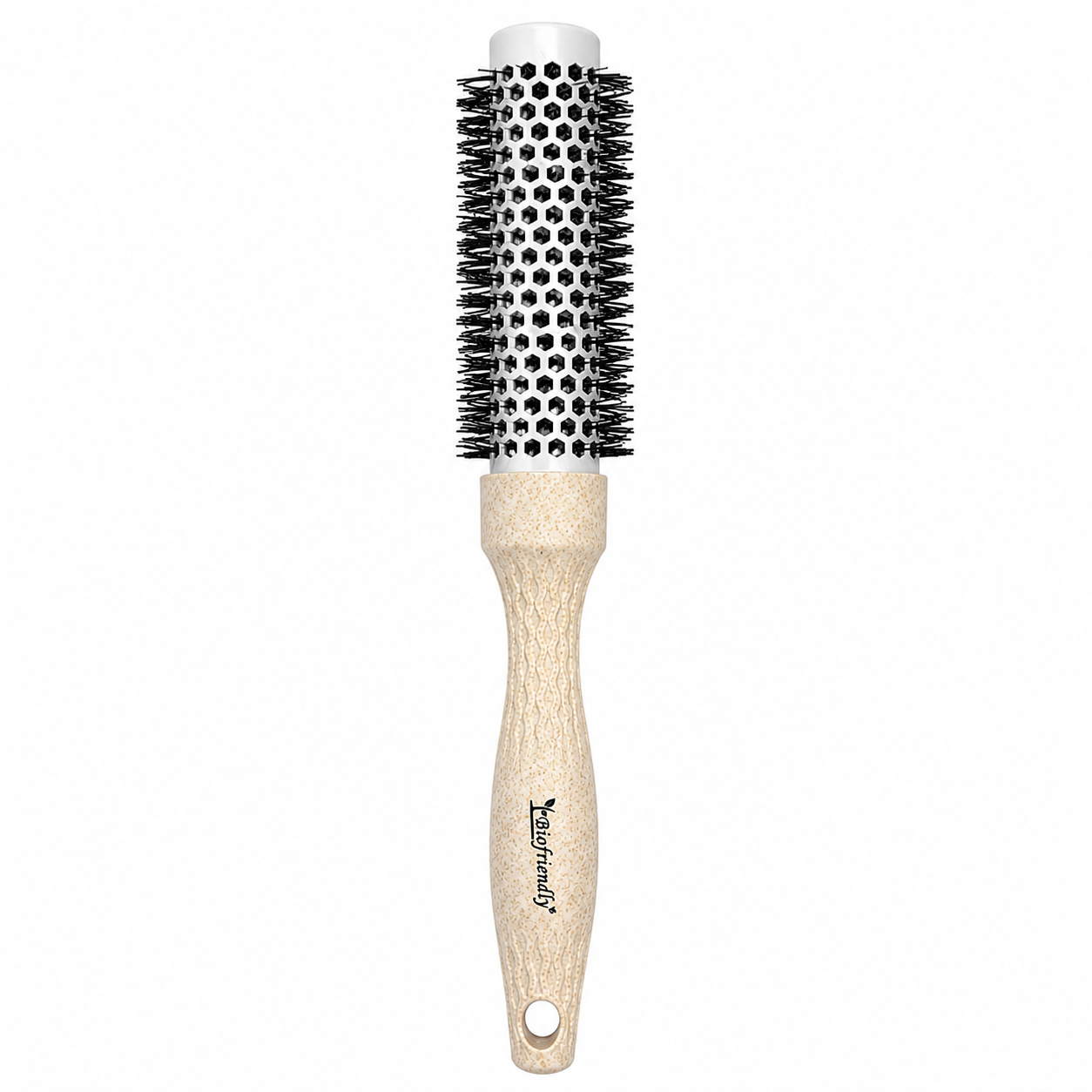CS Beauty Eco Friendly Ceramic Radial Brush Beige with natural-look handle – sustainable styling brush for blow drying, volume and salon-quality results.