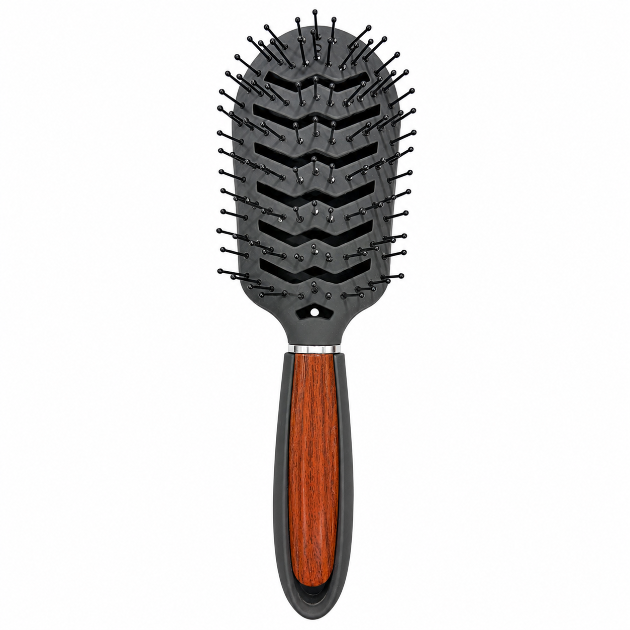 CS Beauty Vent Brush with wood-effect handle – detangling styling brush for fast drying, smoothing and everyday brushing on all hair lengths.