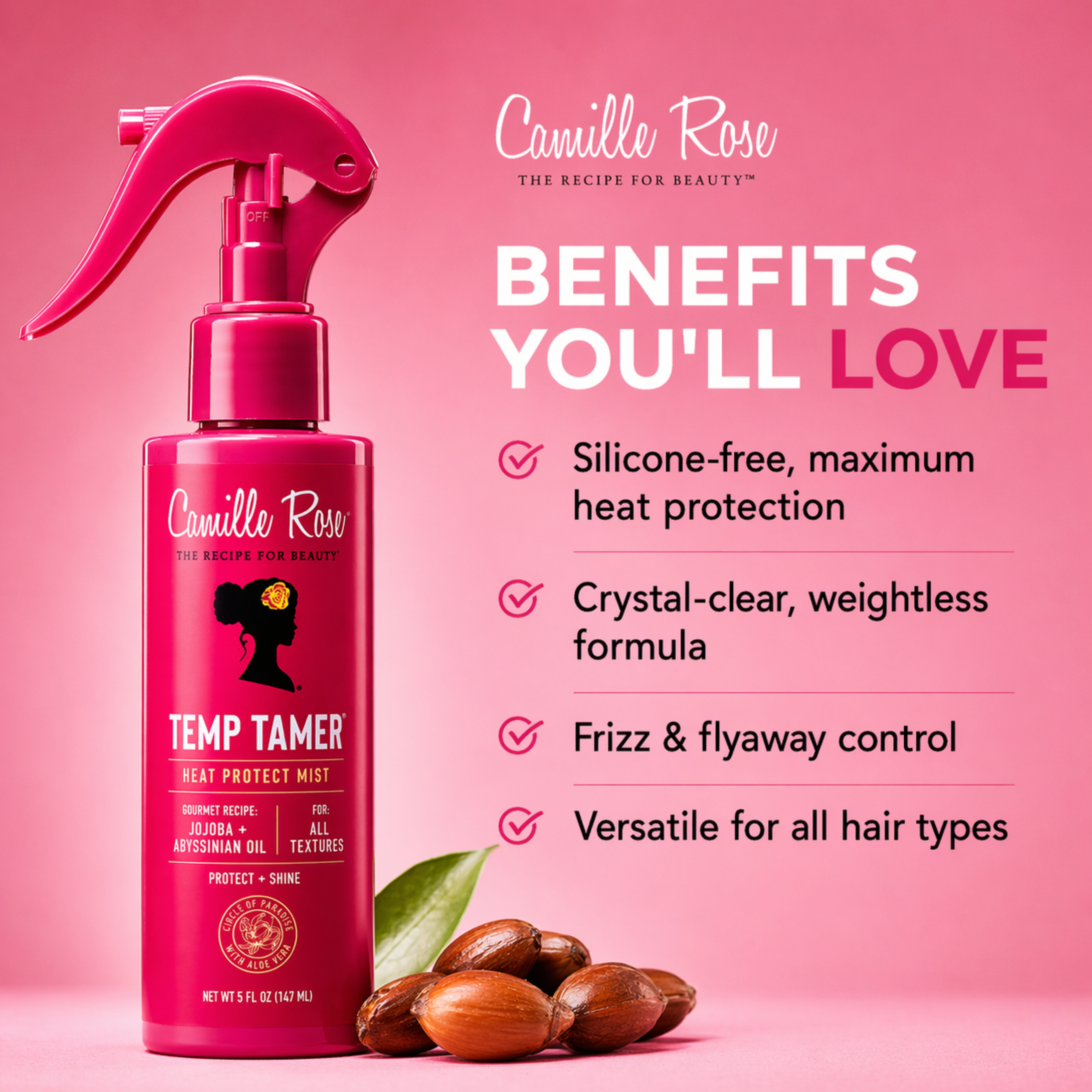 Camille Rose Temp Tamer Heat Protect Mist 5oz / 147ml