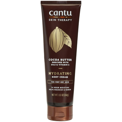Cantu Skin Therapy Cocoa Butter Body Cream dark brown tube with cocoa flip top cap on a clean white background