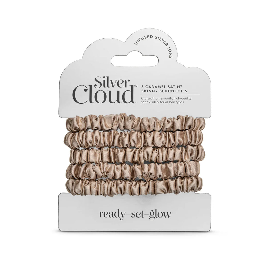 Silver Cloud Skinny Scrunchie Caramel 5 Pack