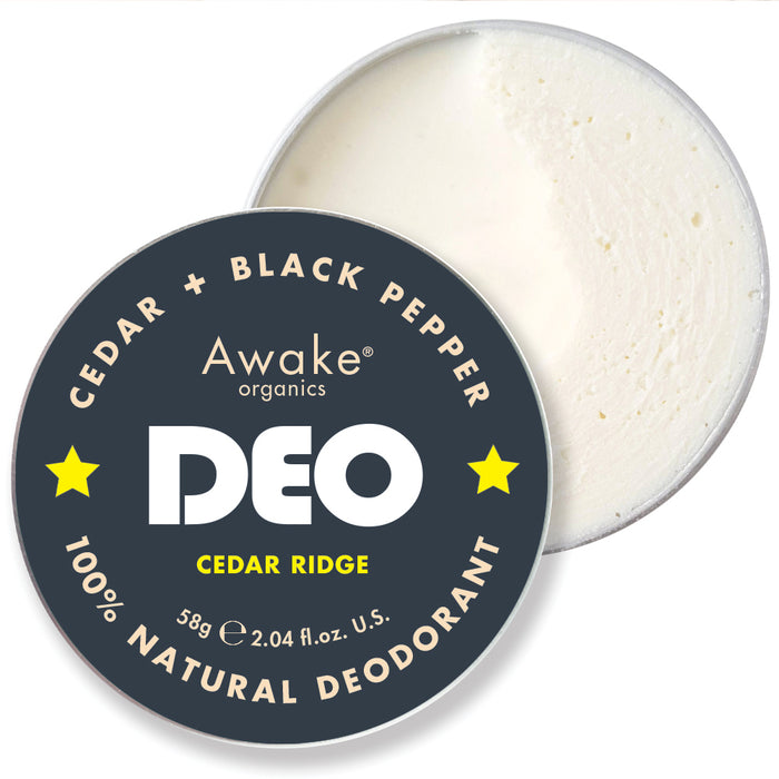 Awake Organics Deo Natural Deodrant Cedar Ridge Cedar + Black Pepper 58g