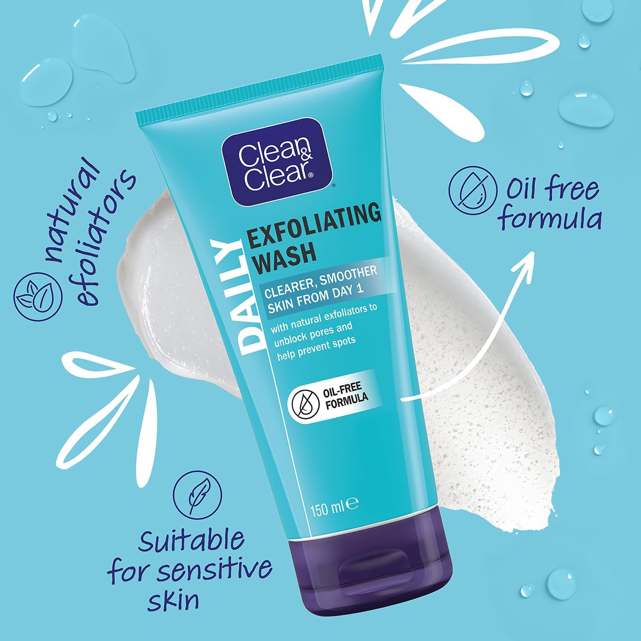 Clean & Clear Daily Exfoliating Wash 150ml benefits