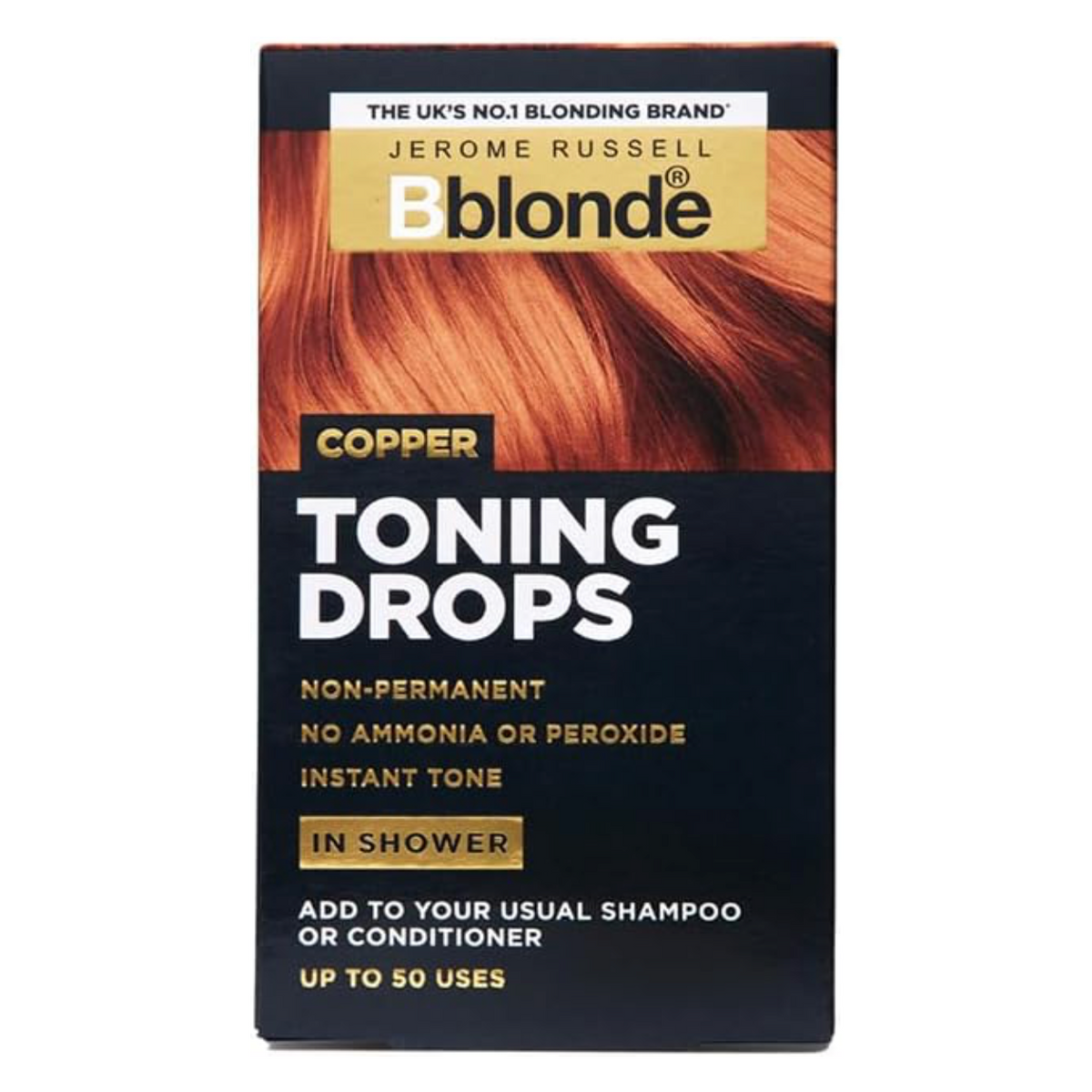 Jerome Russell Bblonde Toning Drops 50ml retail box packaging on a clean white background 
