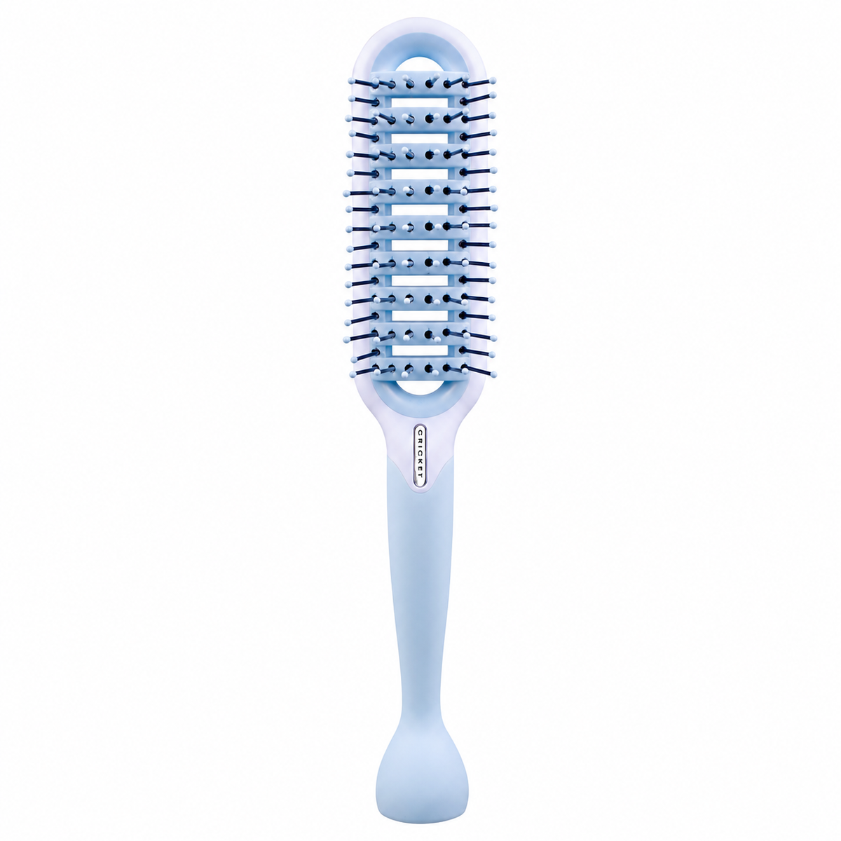 Cricket Friction Free Vent Brush with vented barrel and flexible ball-tip bristles for faster blow drying, gentle detangling and smooth styling on all hair types.