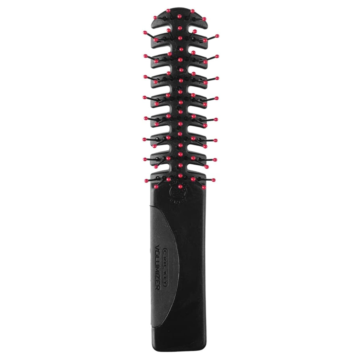 Cricket Static Free Volumizer Brush with anti-static crisscross bristles and vented design for adding root lift, creating volume and reducing static during blow drying.