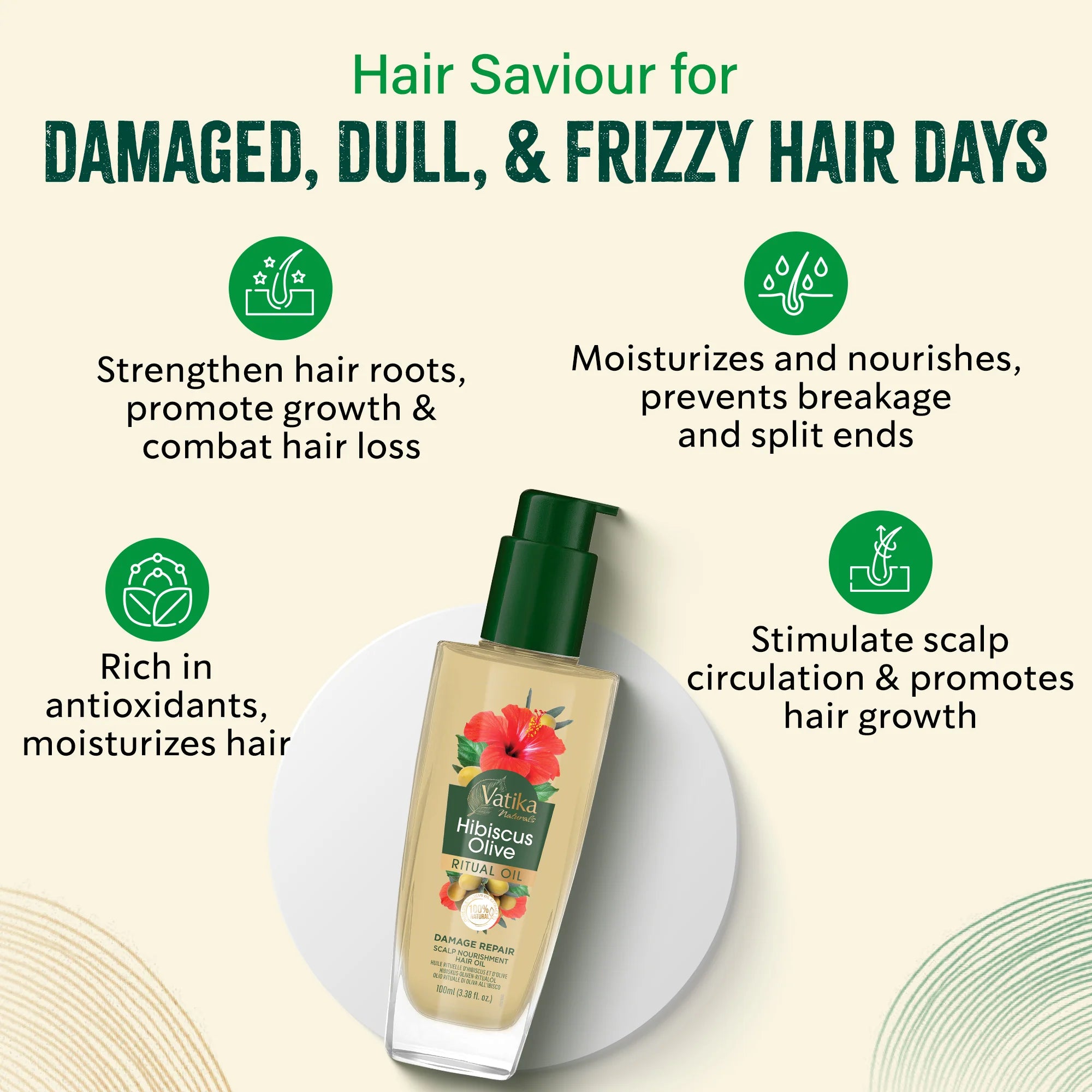Dabur Vatika Hibiscus Olive Ritual Oil Damage Repair 100ml