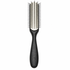 Denman D143 The Long Styler Brush front view with black ergonomic handle, white half-round cushion and five rows of smooth styling pins on a white background.