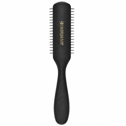 Denman D143 The Long Styler Brush rear view with black ergonomic handle and five-row styling pins on a white background.