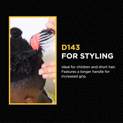 Denman D143 The Long Styler Brush styling short textured hair with long ergonomic handle for improved grip, control and precision.