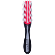 Denman D14 The Mini Curl Definer & Styler 5-Row Brush front view with anti-static rubber pad and 5 rows of smooth nylon pins for curl definition and precision styling.