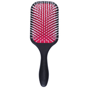 Denman D38 The Powder Paddle Brush front view with red air-cushioned pad and smooth rounded nylon pins for comfortable detangling and blow-drying.