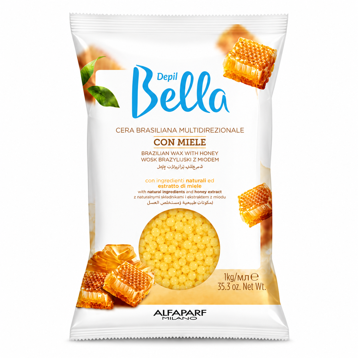Depil Bella Multi-Directional Brazilian Wax with Honey 1kg professional hard wax beads for effective face and body hair removal