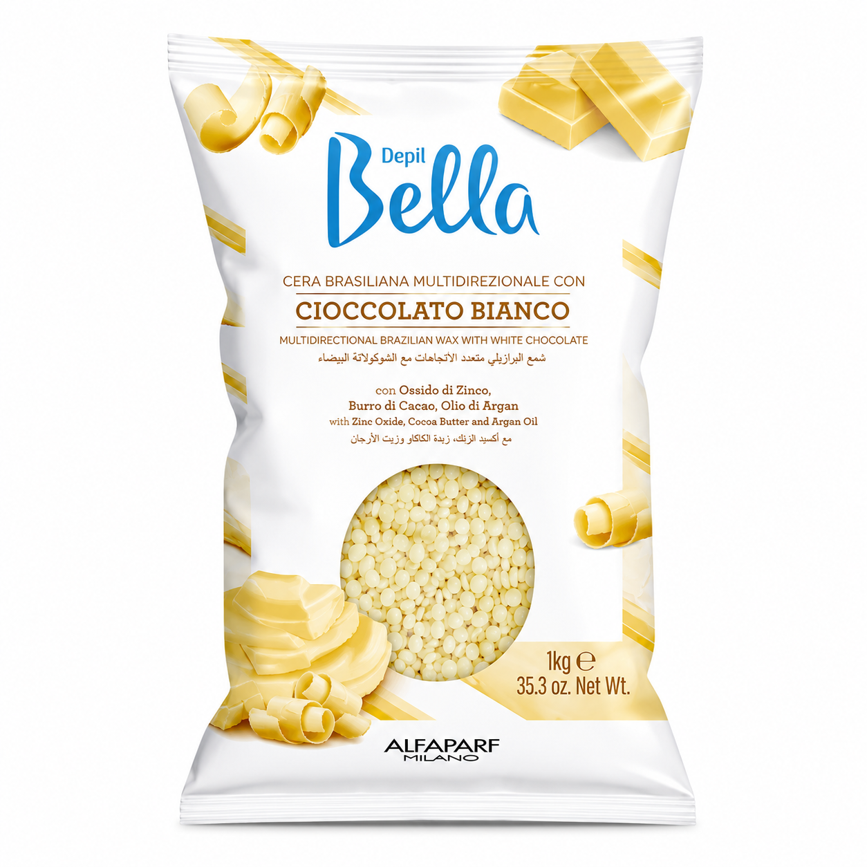 Depil Bella Multi-Directional Brazilian Wax with White Chocolate 1kg professional hard wax beads for sensitive skin hair removal