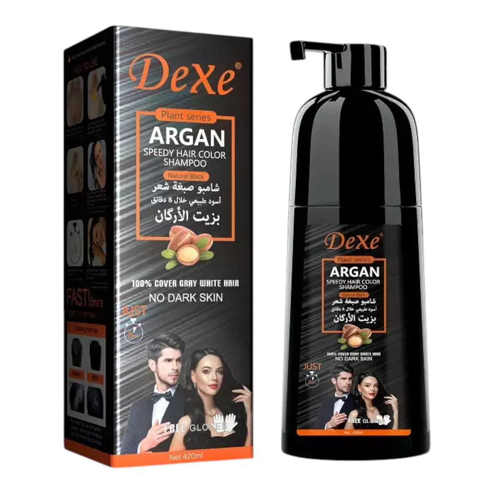 Dexe Plant Series Argan Speedy Hair Color Shampoo 420ml Natural Black