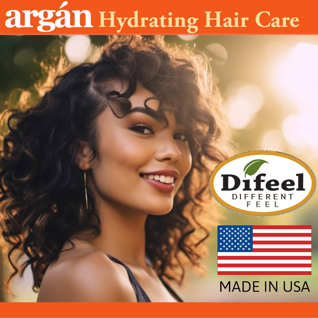 Difeel Argan Oil Hydrating Hair Mask Made in USA premium hair treatment featuring argan oil for moisturising dry, damaged and frizzy hair.
