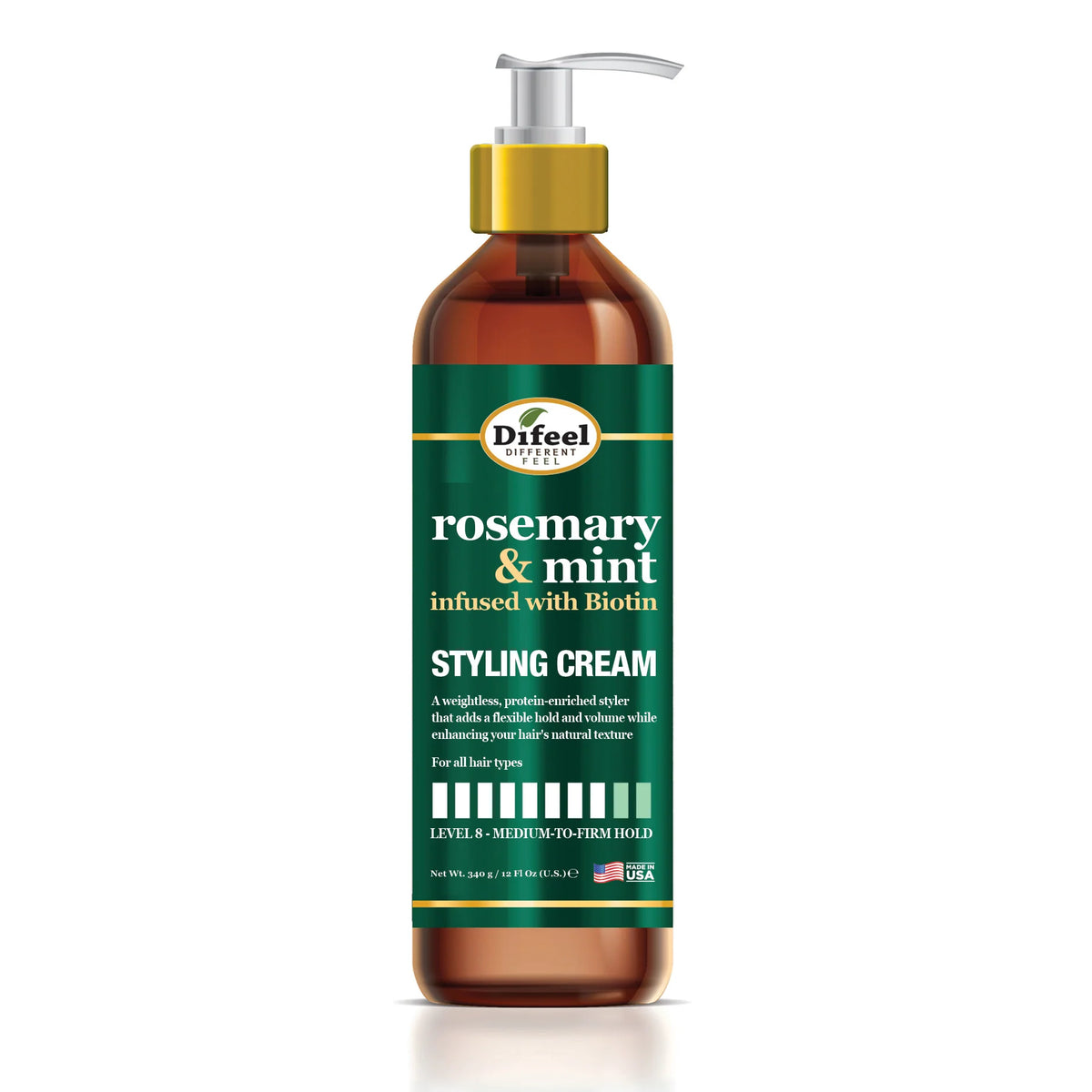 Difeel Rosemary and Mint Biotin Styling Cream 12oz for flexible hold volume texture manageability and shine