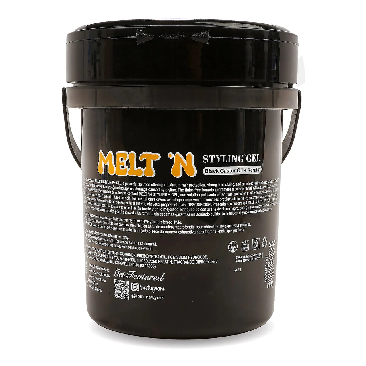 Ebin New York MELT'N Styling Gel Black Castor Oil + Keratin