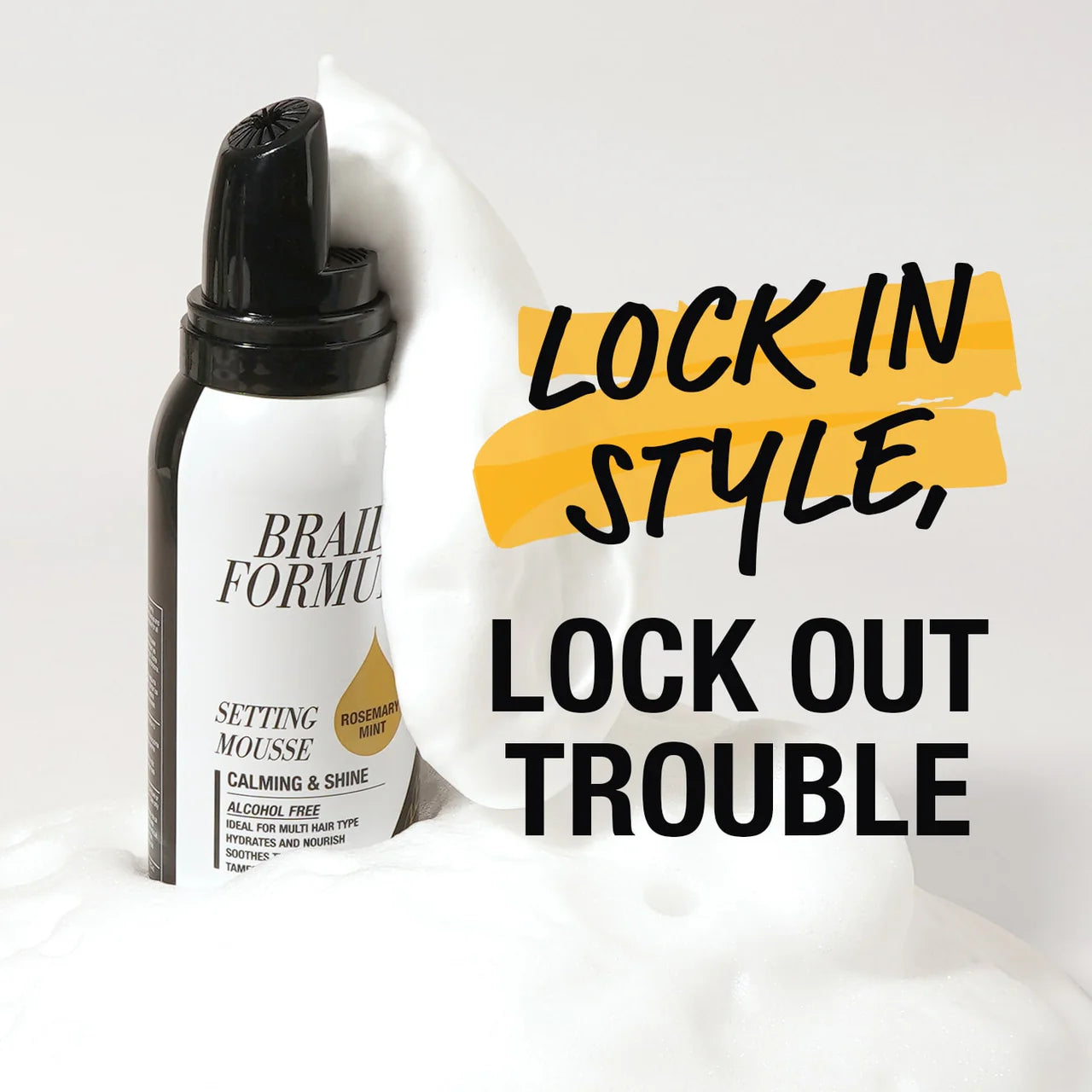Ebin New York Braid Formula Setting Mousse Strengthening &amp; Shine Sweet Almond Oil