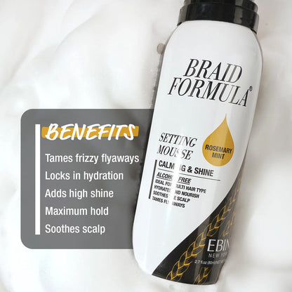 Ebin New York Braid Formula Setting Mousse Strengthening &amp; Shine Sweet Almond Oil